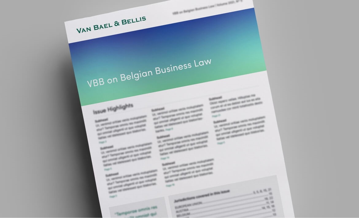 VBB on Belgian Business Law, Volume 2018, No. 09